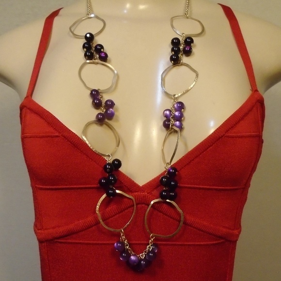 Studio Select Long Purple Statement Necklace NWT - Picture 3 of 3